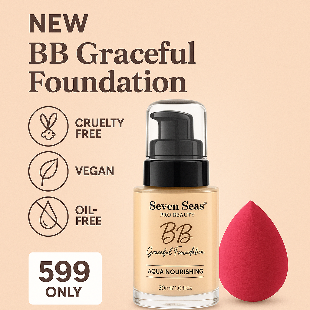 Seven Seas Pro-Beauty BB Graceful Foundation – Aqua Nourishing, 30ml | Lightweight, Oil-Free, Paraben-Free, Cruelty-Free, Smooth Coverage for Radiant Skin